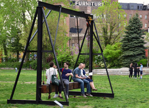 Virginia Overton's Untitled (Suspended Beam) (Socrates Sculpture Park, 2018)